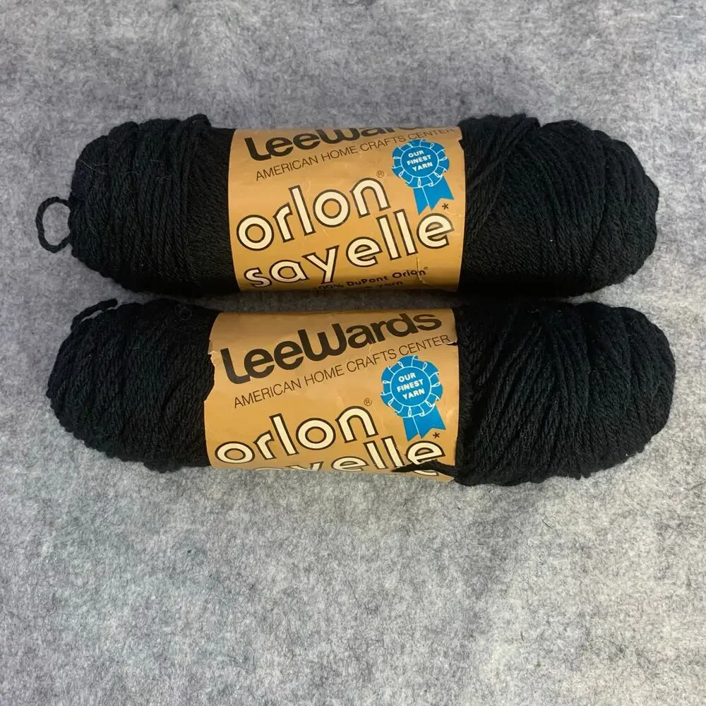 Lee Wards Orlon Seyelle Acrylic 4 Ply Yarn, Black 1039, Worsted Weight 2 Bundles